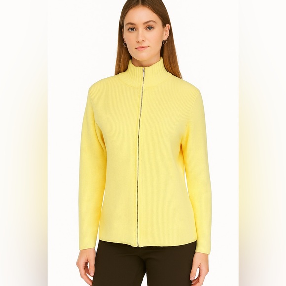 Yellow Zip Up Sweater - Picture 2 of 8